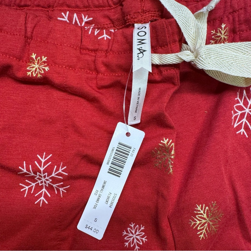Soma Red Snowflake Print Pajama Shorts NWT - Picture 3 of 6